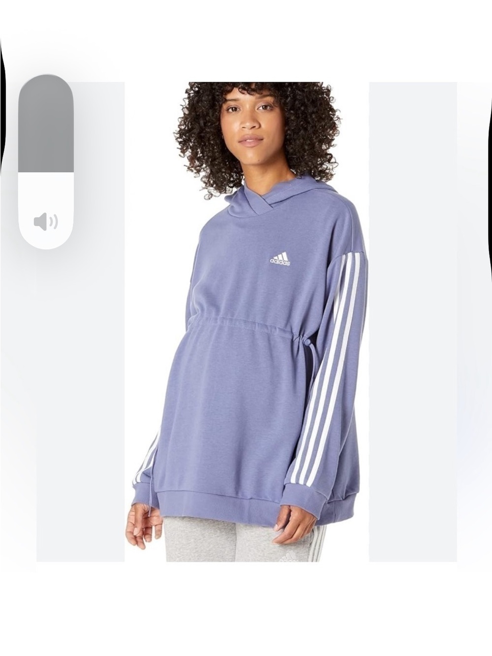 Maternity adidas Women’s Lavender Crewneck Pullover with White 3-Stripes